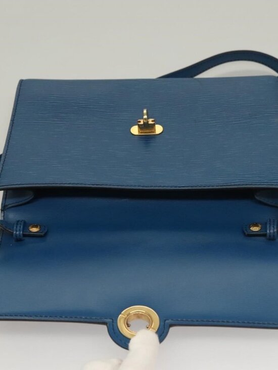 Authentic LOUIS VUITTON Epi Pochette Arche Shoulder Bag Blue M52575 LV - Picture 16 of 16